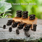 Master Massage 28 Piece Essential Hot Stone Massage Stone Set Kit Package for Professional or Home Spa Stone Therapy, Healing, Pain Relief-Basalt Rock