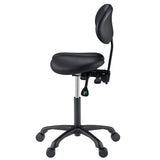 Master Massage Berkeley Ergonomic Saddle Stool -Two Split Part Seat StoolHydraulic Swivel Rolling Seat & Saddle Posture Correction Chair Seat with Backrest and Adjustable Title Angle and Height Black (2 Color Options)