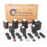 Master Massage 60-Piece Deluxe Hot Stone Set including Basalt Volcano Rocks, Marble Cold Stones, and Chakra Balancing Tools - Ultimate All-in-One Package Kit for a Professional Quality Hot Stone Massage Therapy at Home