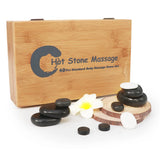 Master Massage 40 Piece Deluxe Hot Stone Massage Stone Set Kit Package for a Full Body Massage with Black Lava Volcano Basalt Rock