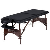 Master Massage 28" Argo Portable Massage Table Package in Black Upholstery, Walnut Legs