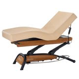 Master Massage Atlas Deluxe Electric Lift Spa Salon Stationary Bed - Cream Top with Oak Base