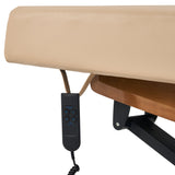 Master Massage Atlas Liftback Electric Lift Spa Salon Stationary Bed - Cream Top with Walnut Base