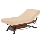 Master Massage Atlas Liftback Electric Lift Spa Salon Stationary Bed - Cream Top with Walnut Base