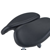 Master Massage Berkeley Ergonomic Posture Saddle Chair-Two-Part Saddle Stool- Hydraulic Swivel Rolling Seat Stool with Adjustable Title Angle and Height- Aluminum Base with Rubber Wheel Casters-Black (2 Color Options)